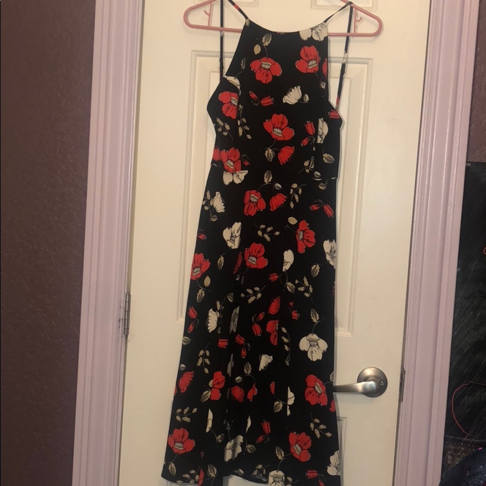 Floral print halter swing dress